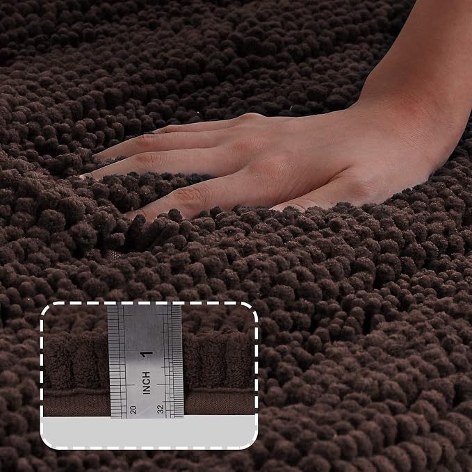 Turquoize Chenille Bath Rugs Shaggy Bathroom Rugs Non Slip Bath Mat - Image 3