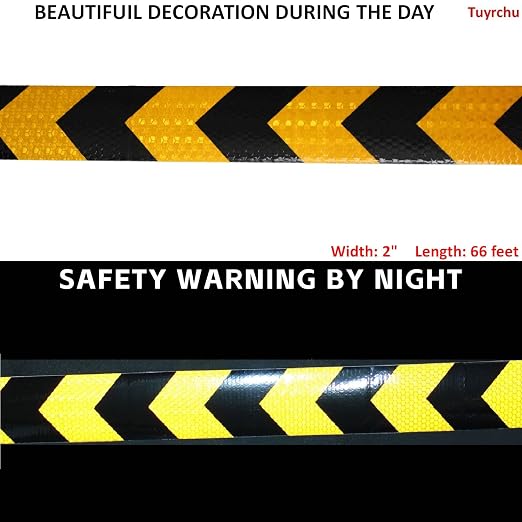 Yellow Black Reflective Tape 2 inch X 66 feet, Outdoor Waterproof Hazard - Image 3
