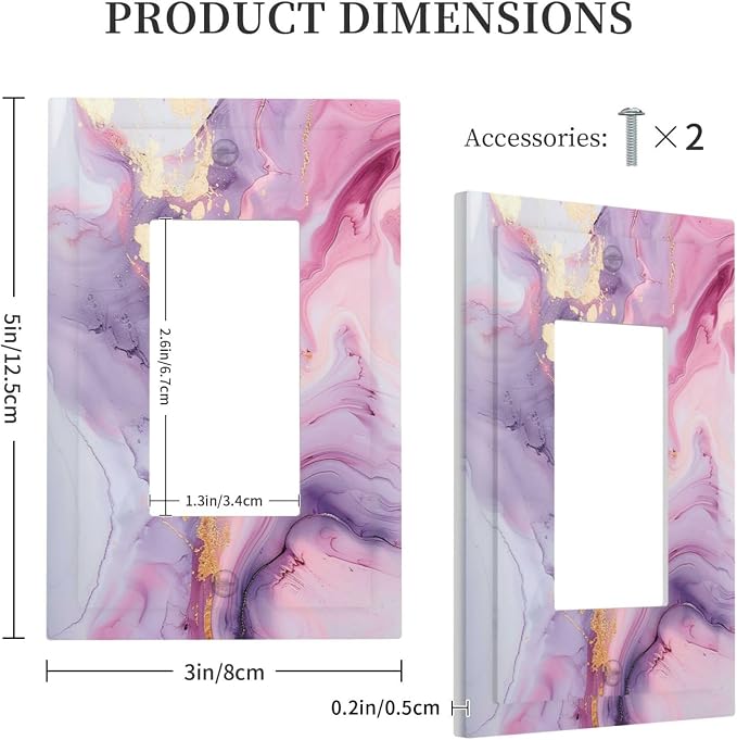 Decorative Outlet Covers Pink Marble Abstract Purple Gold Texture 1 Gang Single - Image 5