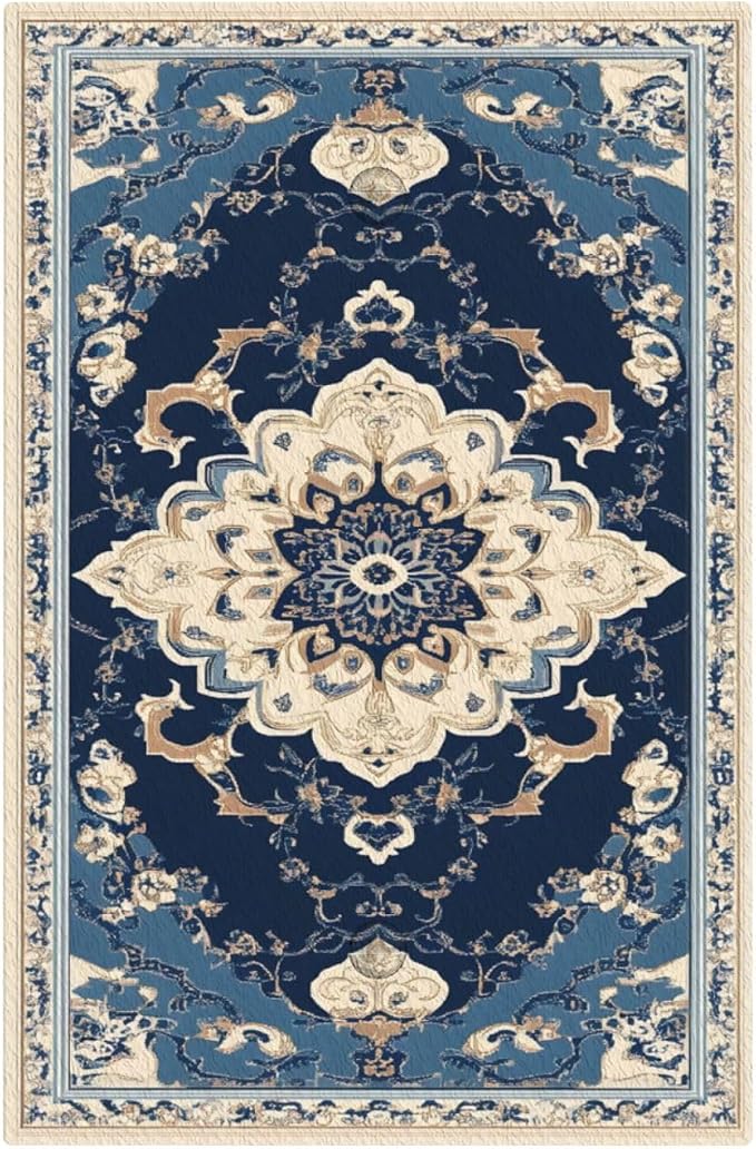 Decorative Light Switch Cover Plate Boho Beige Navy Blue Medallion 1 Gang No by VGHOKO