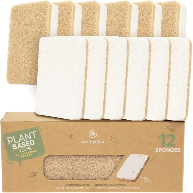 Greenzla Kitchen Sponges, Plant-Based Dish Sponges, Non-Scratch Sisal Hemp - Field & Grace