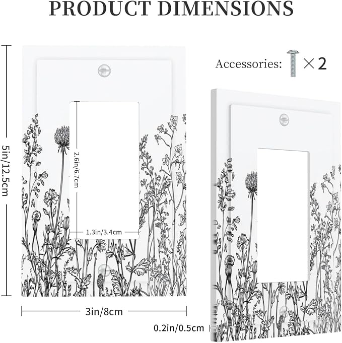 Decorative Outlet Covers Floral Wildflower Rustic Plant Leaves 1 Gang Single - Image 5