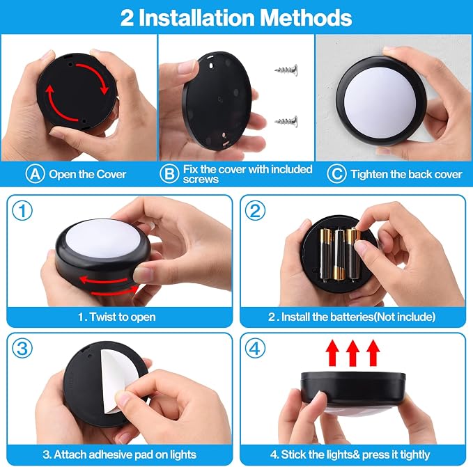Cadrim Puck Lights, 6 Pack 13 Colors Changeable LED Puck lightings Battery - Image 4