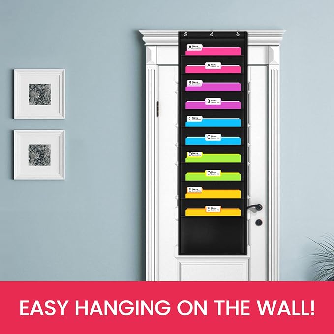 Godery Premium Hanging File Folder Organizer, 10 Pockets, & 3 Hangers Cascading - Image 2
