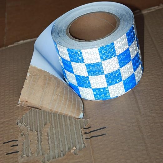 Reflective Tape Blue and White 4 inch X 66 feet, Outdoor Waterproof Hazard - Image 2
