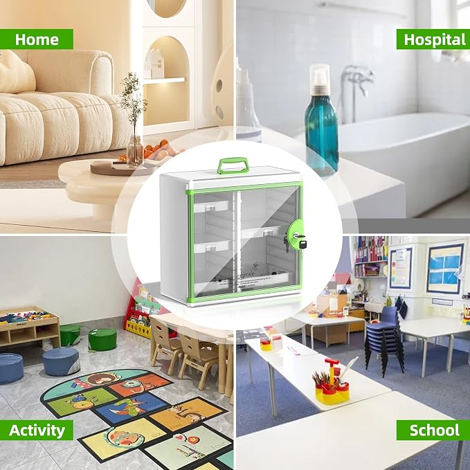 Glosen Medicine Cabinet Locking Medicine Cabinet Wall Mounted【 Green 13.6 x - Image 6