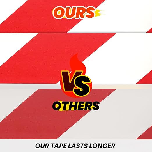 ADHES Red & White Hazard Warning Safety Tape, 2 Inch x 35 Yards x 2 Rolls High - Image 6