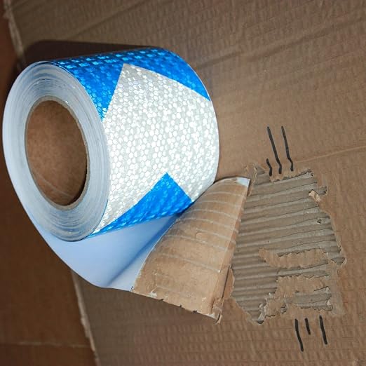 Reflective Tape Blue and White 4 inch X 166 feet, Outdoor Waterproof Hazard - Image 2