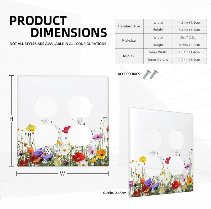 Outlet Covers Colorful Wildflowers Plant Floral Daisy 2 Gang Double Duplex - Image 5