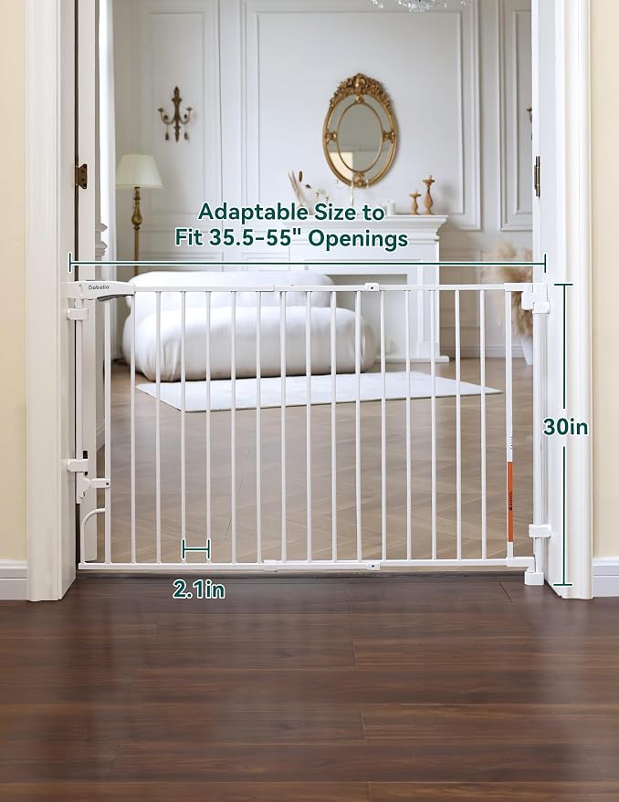 Babelio No Bottom Bar & Easy to Remove Baby Gate, 35.5-55" Extra Wide Hardware - Image 7