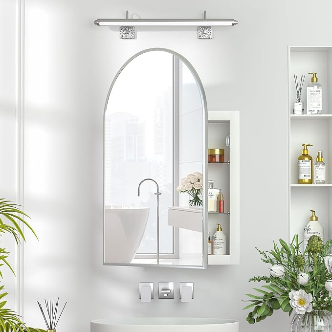Recessed Medicine Cabinet with Mirror, Arched Medicine Cabinet by Mepplzian