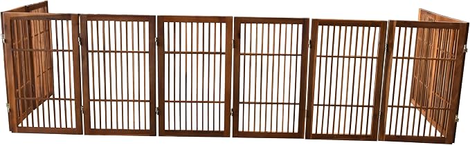 Pet Dog Gate Strong and Durable Freestanding Folding Acacia Hardwood Portable - Image 7