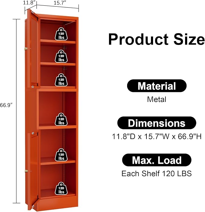 Metal Bathroom Storage Cabinet, Tall Narrow Cabinet - Image 2