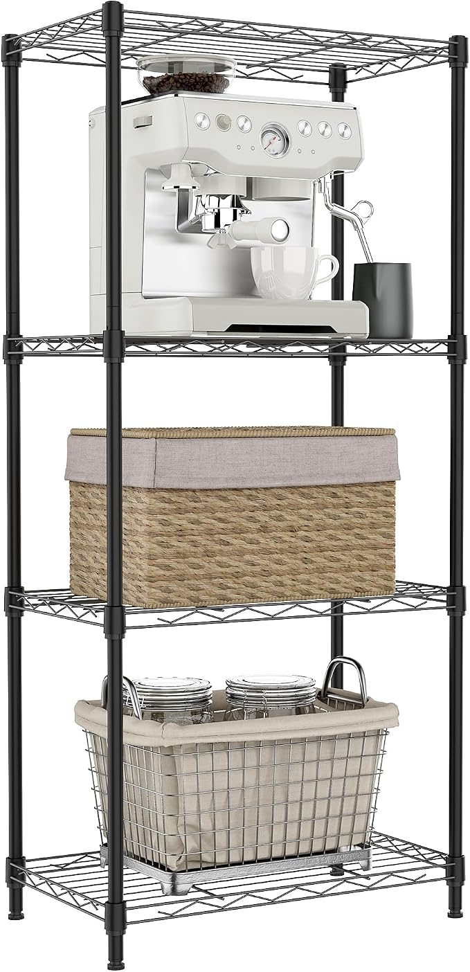 IZEUK 4 Tier Metal Wire Shelf Unit, Living Room or Laundry Room, 17.7" W x by IZEUK