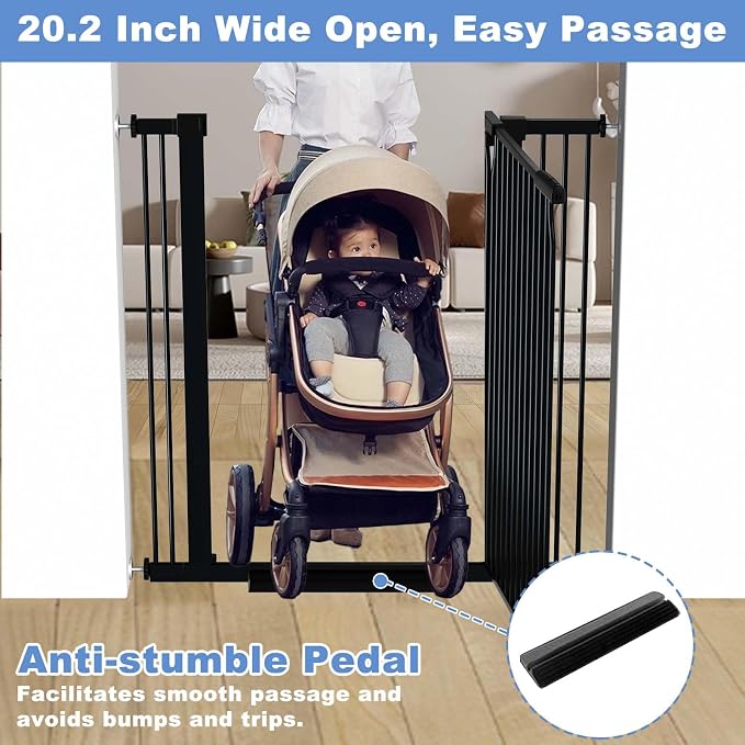 60.2"-65.7" Baby Gates Extra Wide, 40.5" Tall Dog Gate Indoor, Walk Through Pet - Image 5