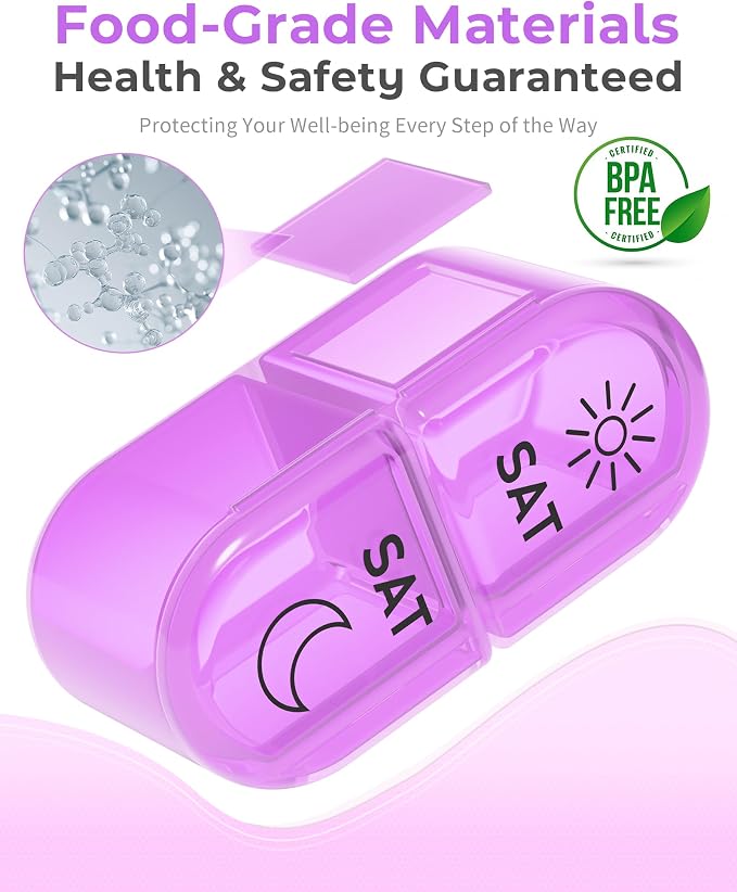 Pill Organizer,    , AM & PM Medicine Organizer 7 Days - Image 9