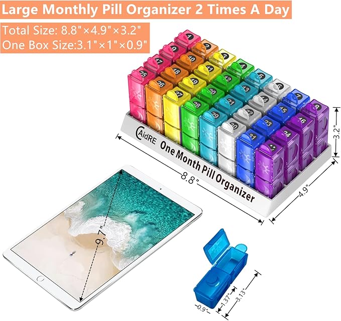 Monthly Pill Organizer, CAidRE 30 Day Pill Organizer 2 Times a Day, One Month - Image 6