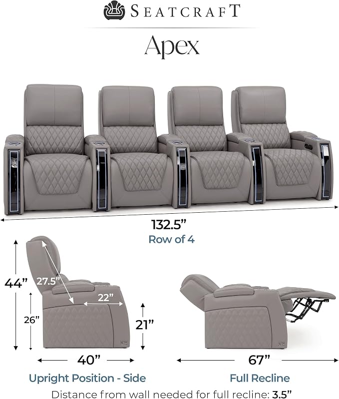 Seatcraft Apex Zero-Gravity CoolZero Italian Leather Home Theater Seating - Image 2