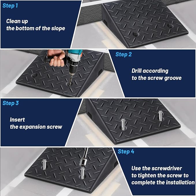 Rubber Curb Ramp, Heavy-Duty 3 T Capacity Threshold Ramps, 19.7" L x 19.7" W - Image 5