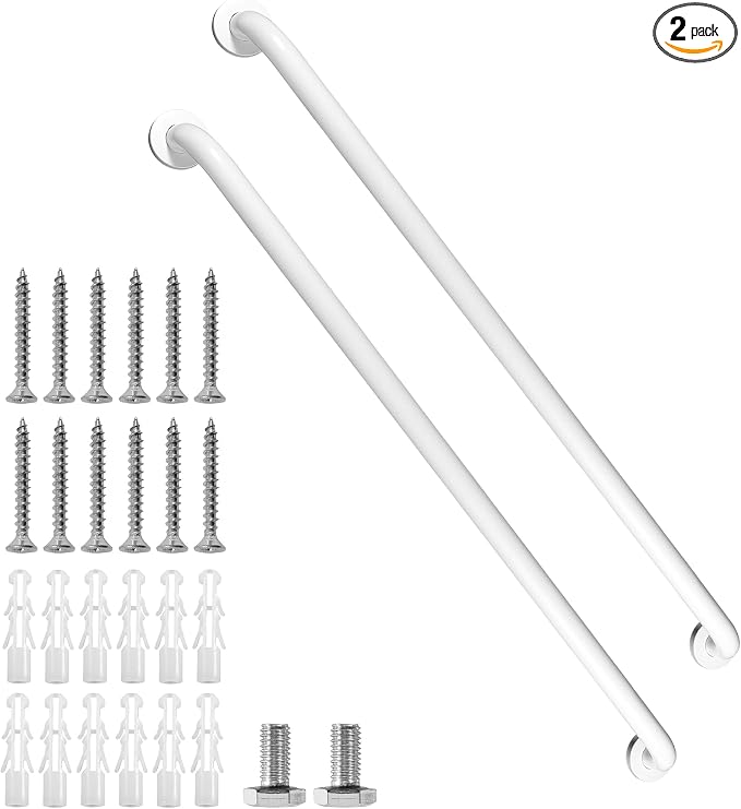 Shower Grab Bar, 2 Pack 39.4 Inch White Bathroom Grab Bar, 1.25" Diameter 304 by Rackickyer