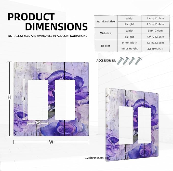 Outlet Covers Purple Rose Flower Rustic Wood Plank 2 Gang Wall Plate Double - Image 5