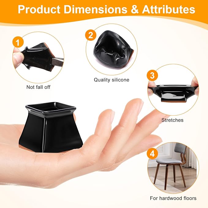 CHUNZEXI 16 Pack Square Chair Leg Floor Protectors - Image 5