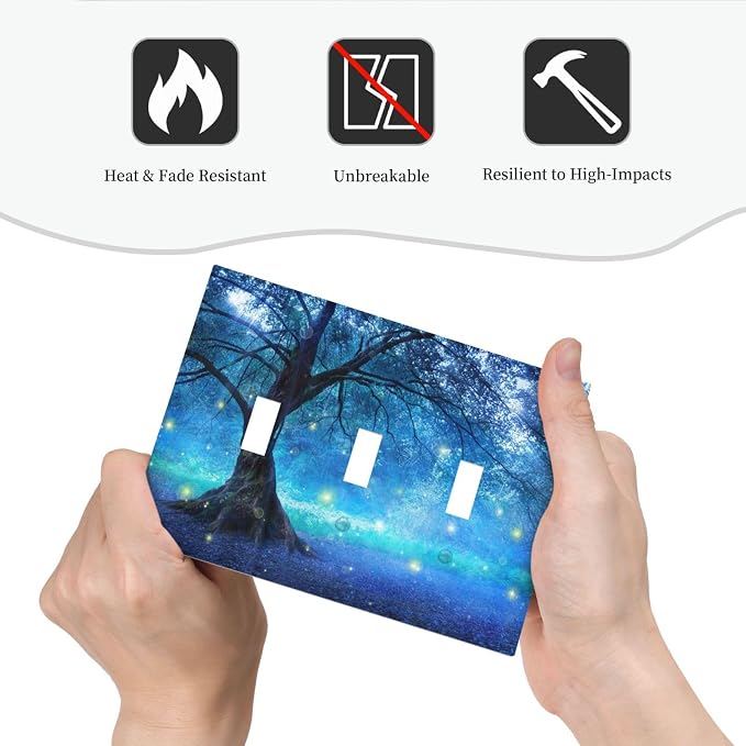 Light Switch Cover Fantasy Fairy Tree In Mystic Forest 3 Gang Wall Plate Triple - Image 6