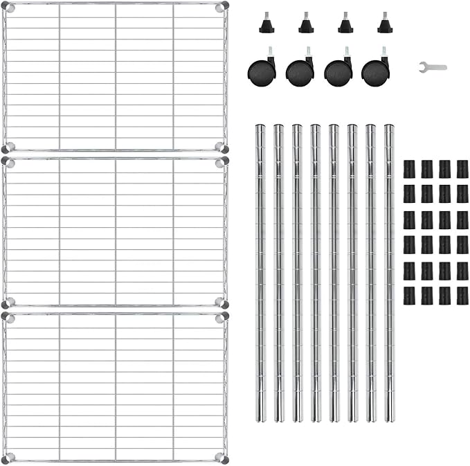 FDW 3 Tier Wire Shelving Metal Storage Shelves 23L x 13W x 32H Layer Storage - Image 7