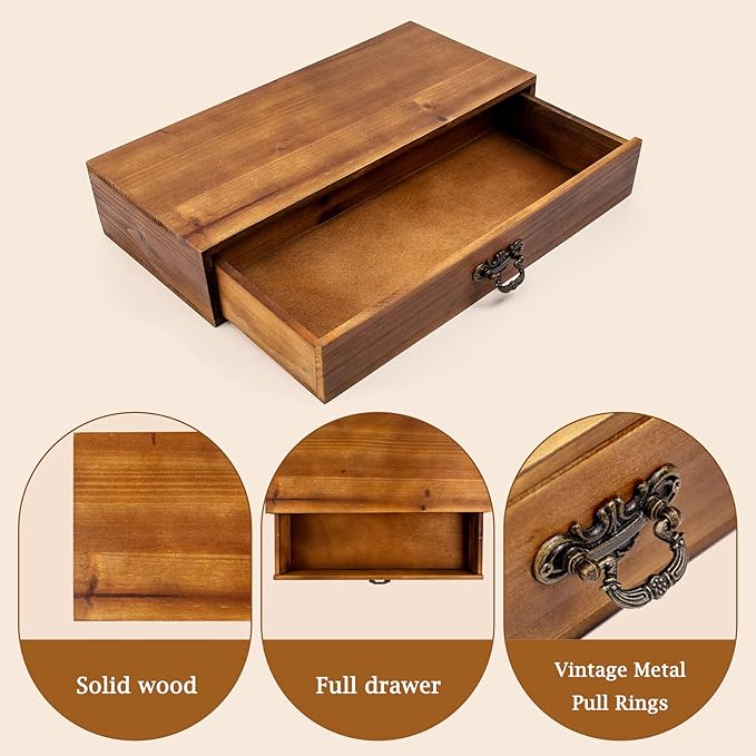 BONNY DODO Wooden Drawers Organizer Soild Desktop Drawer Storage Box Organizer - Image 6