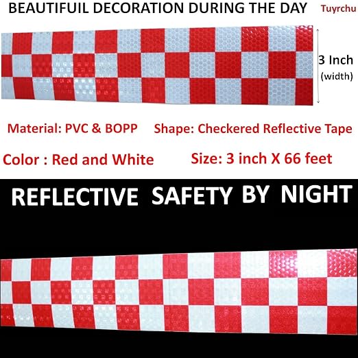 Red and White Reflective Tape Outdoor Waterproof 3 inch X 66 feet, High - Image 3