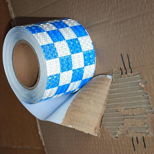 Reflective Tape Blue and White 4 inch X 166 feet, Outdoor Waterproof Hazard - Image 2
