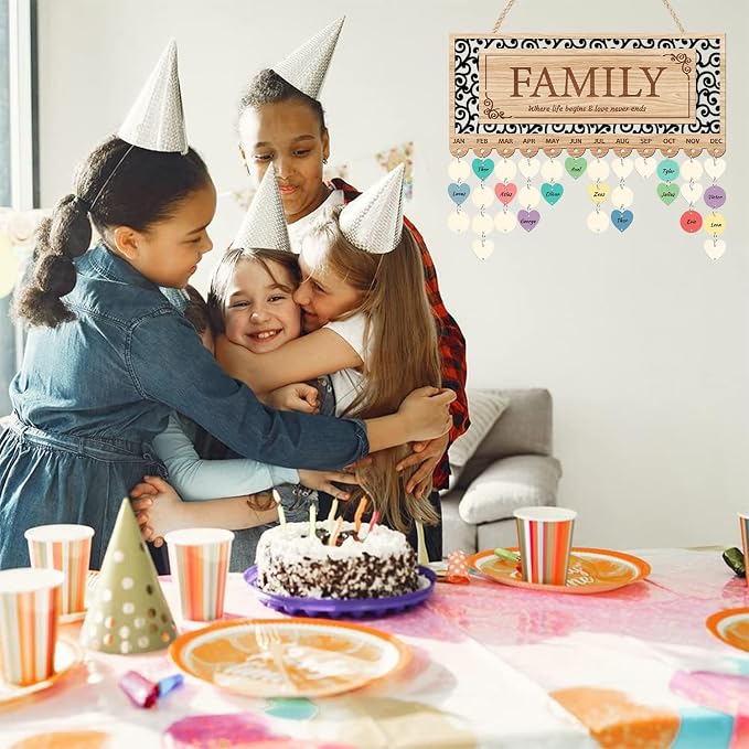 KAlRNE Family Birthday Reminder Board, Birthday Calendar Hanging Wooden Plaques - Image 5