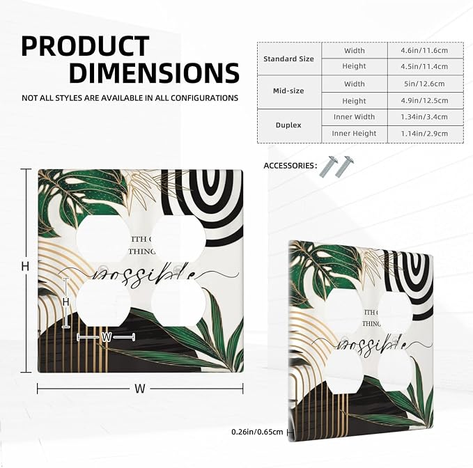 Boho Abstract Tropical Green Palm Leaf Mid Century Outlet Covers 2 Gang Double - Image 5