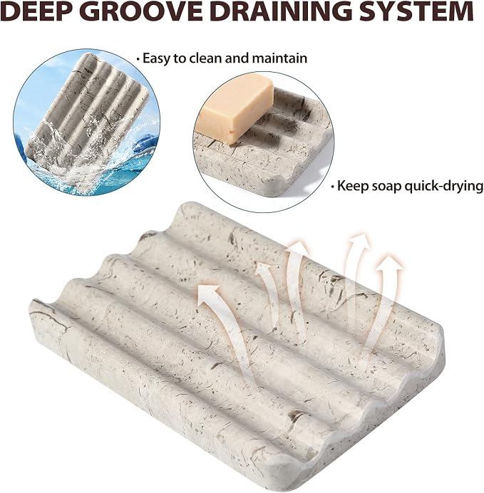 Koville Natural Grey Marble Soap Dish - Image 4