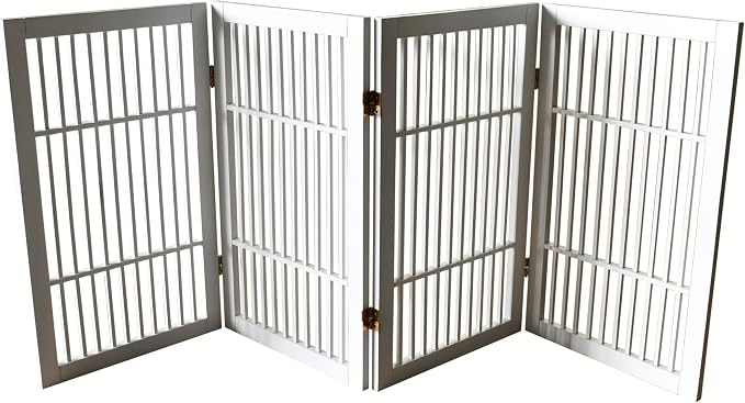 Pet Dog Gate Strong and Durable Freestanding Folding Acacia Hardwood Portable by Urnporium