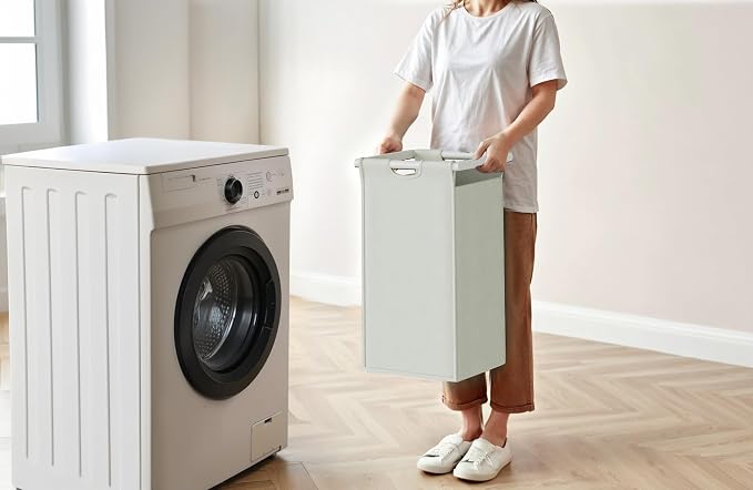 Laundry Hampers with Shelf, Laundry Basket 3 Section, Laundry Sorter with - Image 7