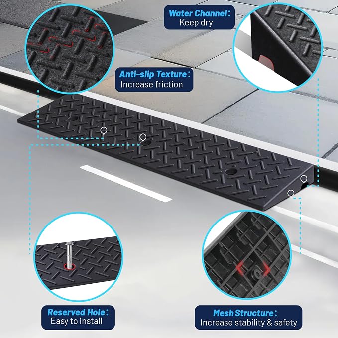 2 Pack Driveway Curb Ramp, 2 Inch Rise Rubber Threshold Ramp, Heavy Duty 6600LB - Image 4