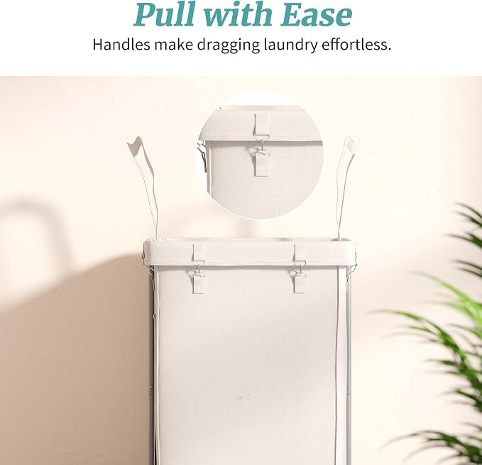 160L Laundry Hamper with Wheels, Rolling Laundry Basket with Metal Frame and - Image 6