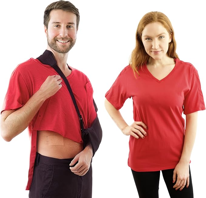 Inspired Comforts Unisex Post Surgery & Rehab V Neck Dual Access Snap Shirt by InspiredComforts