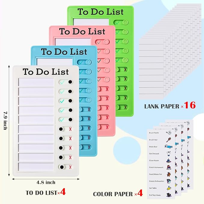 Aleric 4 Pcs Chores Chart for Kids, Daily Routine Chore Chart for Kids - Image 2