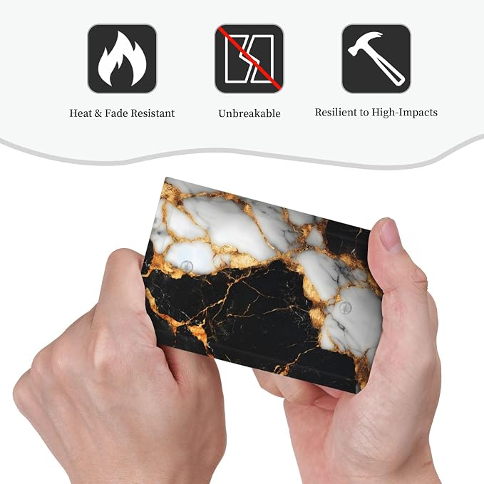 Decorative Light Switch Cover Plate Black Gold Marble 1 Gang No Device Single - Image 6