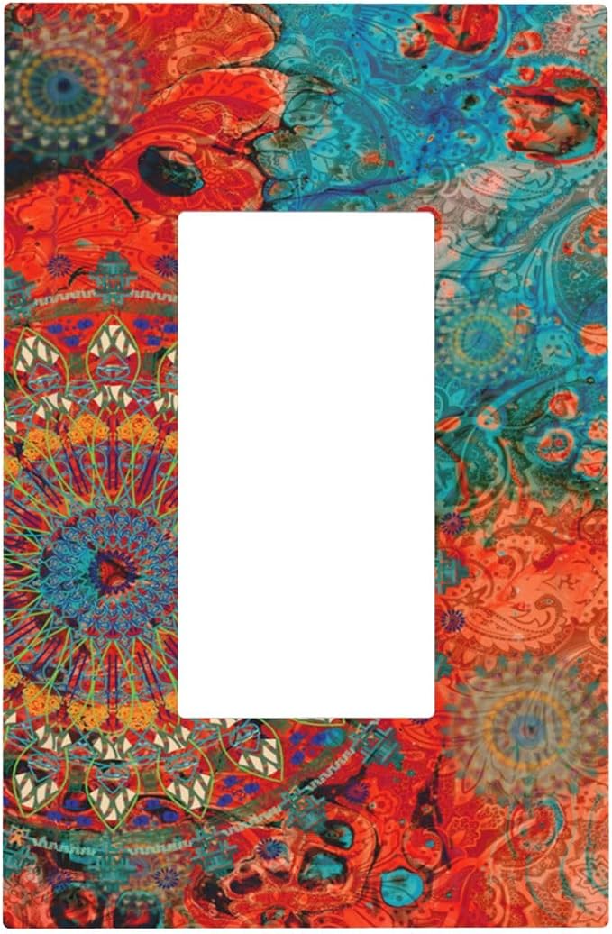 Outlet Covers Abstract Mandala Flowers 1 Gang Wall Plate Single Rocker Light by Spshian