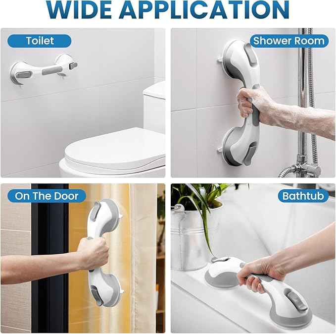 LEVERLOC Shower Grab Bar, 12 Inch Suction Grab Bars