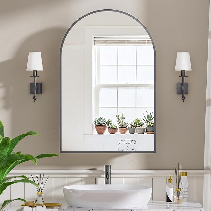 Recessed Medicine Cabinet for Bathroom, Brushed Black Arched Medicine Cabinet - Image 8