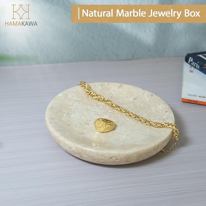 Natural Marble Round Jewelry Tray 5.5 inch, Earrings and Soap, Ideal Gift - Image 2