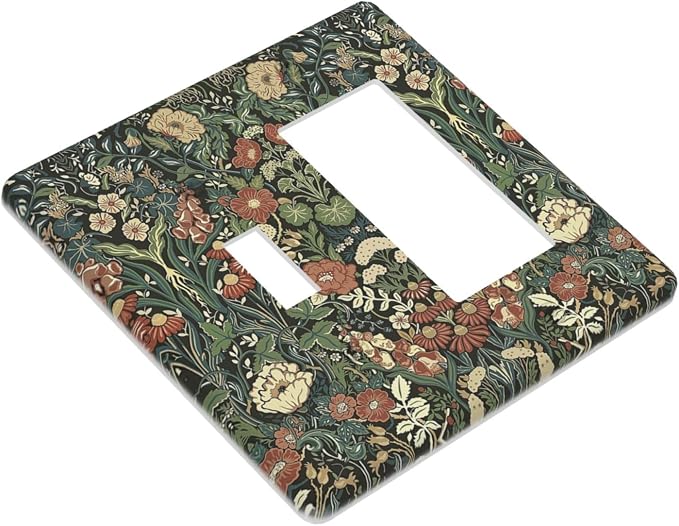 Outlet Covers Vintage Dark Floral William Morris Green Flower 1 Toggle 1 Rocker - Image 3