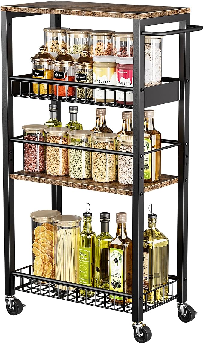 Slim Storage Rolling Cart, 4 Tier Narrow Cart - Image 8