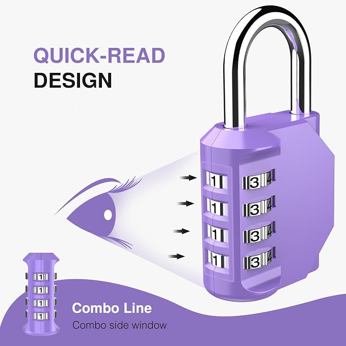 Puroma 1 Pack Combination Lock for Locker 4 Digit Outdoor Waterproof Padlock - Image 3