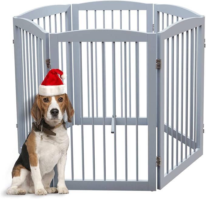 Freestanding Pet Gate for Dogs, Indoor Wooden Foldable Dog Gate for House - Image 8
