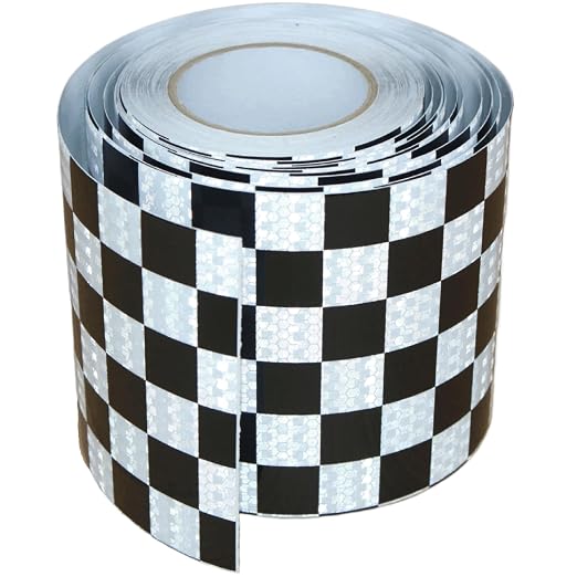 Black White Reflective Tape 6 inch X 66 feet, Outdoor Waterproof Hazard by tuyrchu